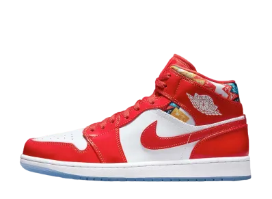 Nike Air Jordan 1 Mid "Barcelona Sweater/Red Patent"