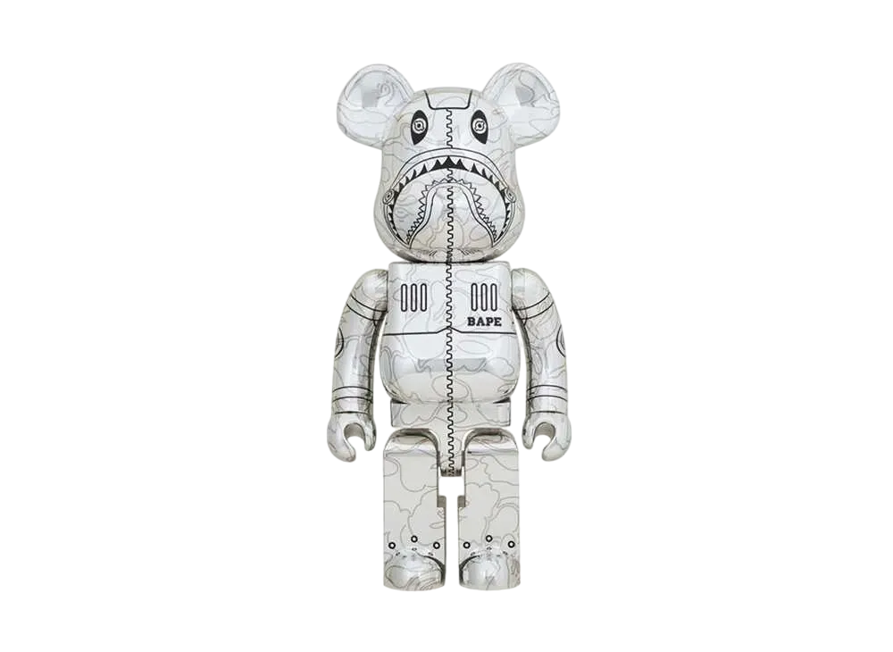 Bearbrick SORAYAMA × BAPE(R) CAMO SHARK 1000% SILVER