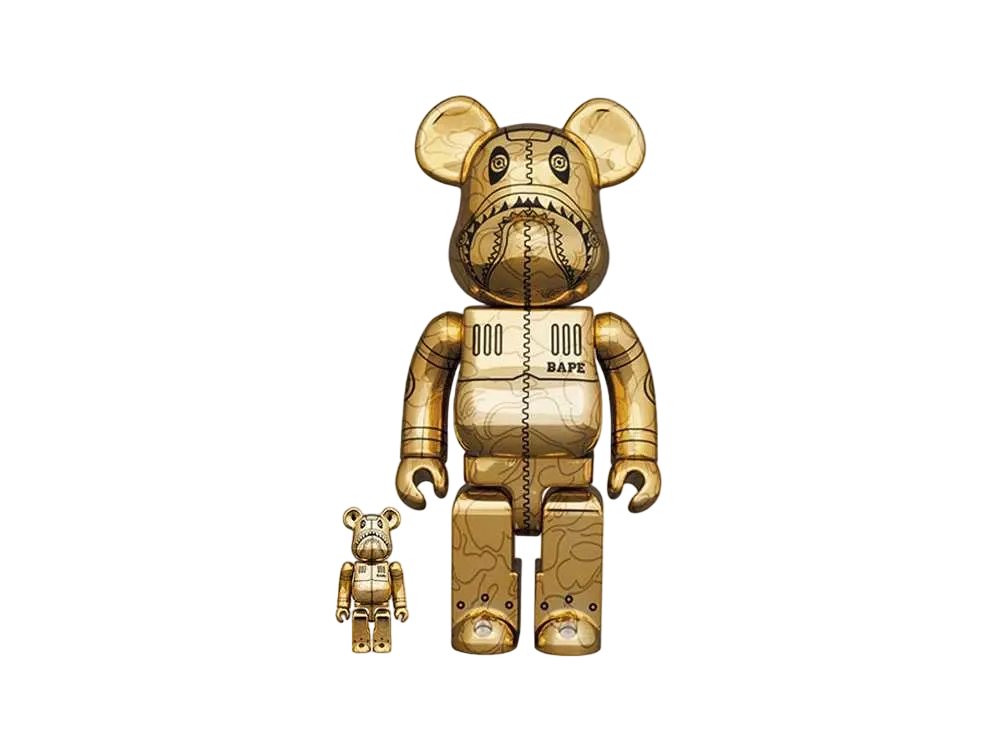 Bearbrick SORAYAMA × BAPE(R) CAMO SHARK 100% & 400% GOLD