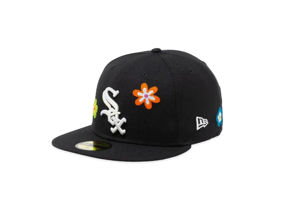 NEW ERA 59FIFTY Chain Stitch Floral Chicago White Sox Pink Under Visor "Black"
