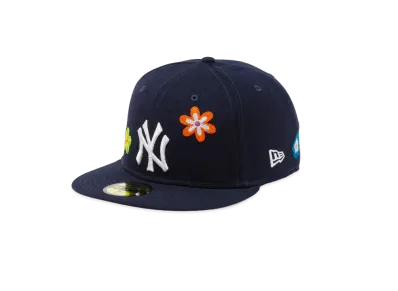 NEW ERA 59FIFTY Chain Stitch Floral New York Yankees Pink Under Visor "Navy"