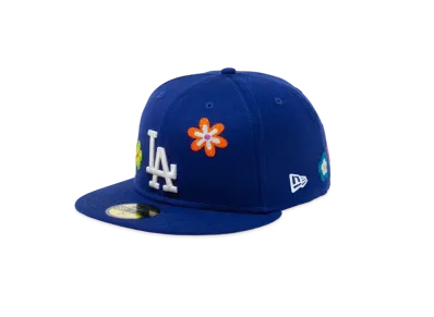 NEW ERA 59FIFTY Chain Stitch Floral Los Angeles Dodgers Pink Under Visor "Blue"