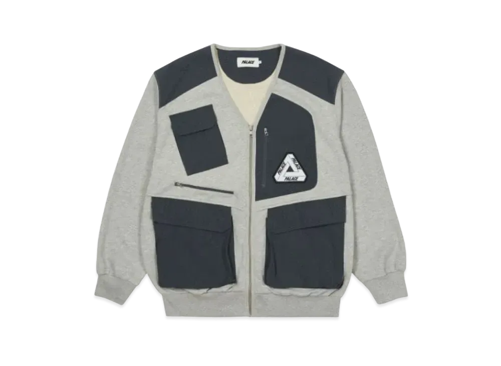 PALACE UTILITY ZIP FRONT PANEL SWEAT "Grey"