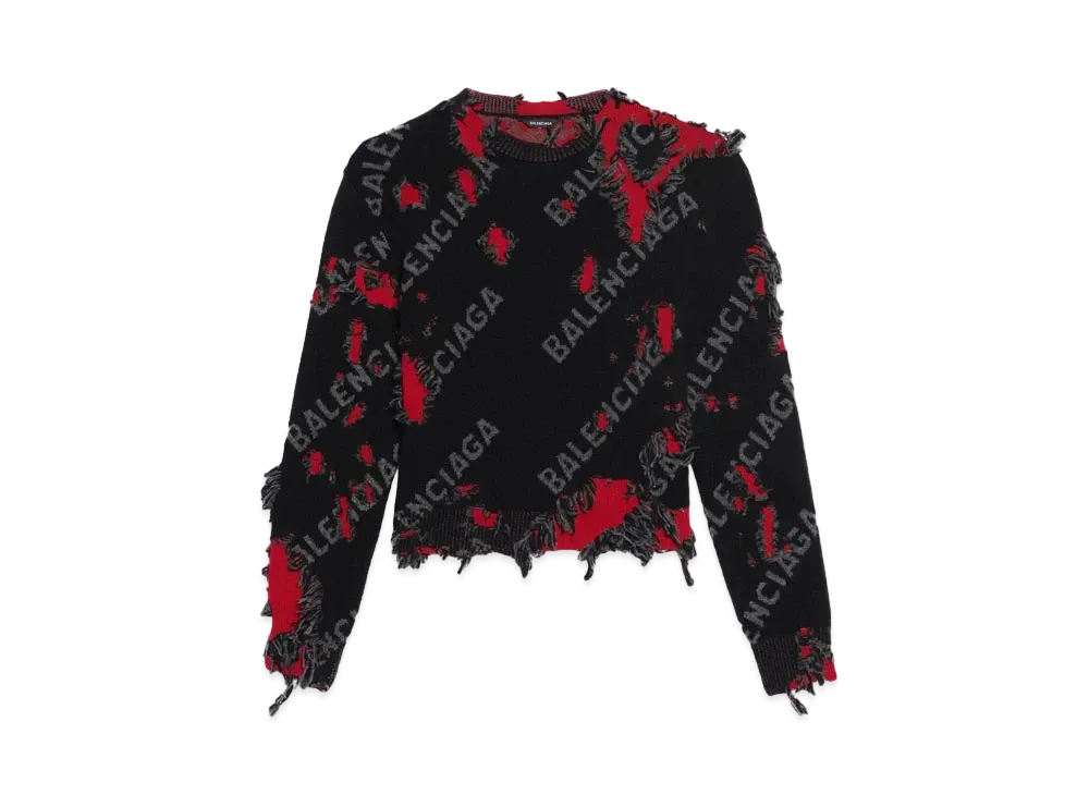 Balenciaga Destroyed Small CrewNeck WoolKnit "Black"
