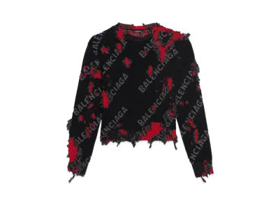 Balenciaga Destroyed Small CrewNeck WoolKnit "Black"
