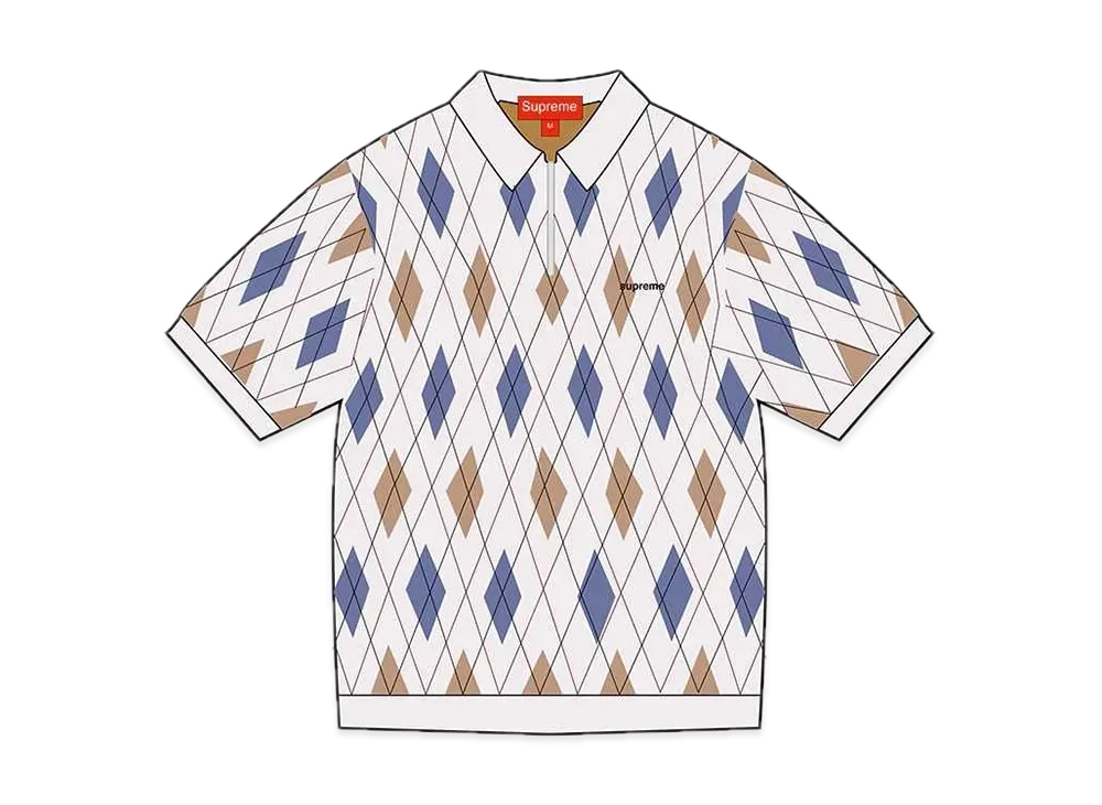 Supreme Argyle Zip Polo "White"