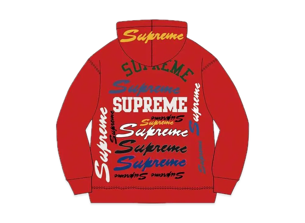 Supreme Multi Logo Hooded Sweatshirt "Red"