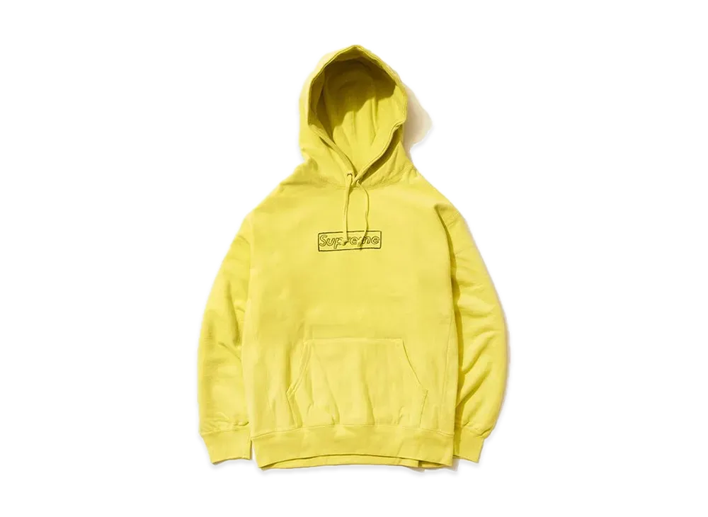 Supreme KAWS Chalk Logo Hooded Sweatshirt "Light Lemon"(2021)
