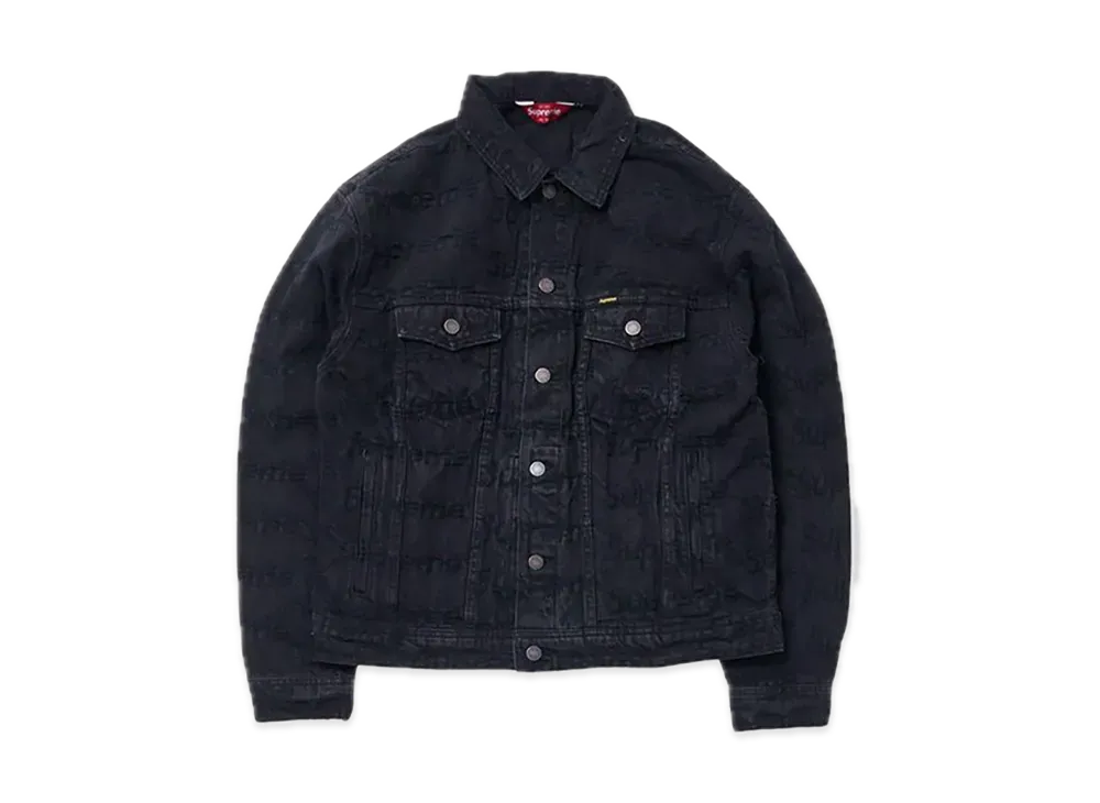 Supreme Frayed Logos Denim Trucker Jacket "Black"