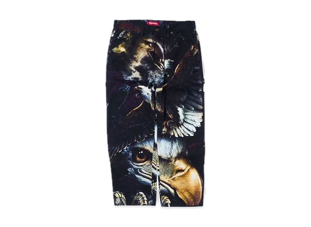 シュプリーム イーグル ダブル ニー ペインター パンツ "ブラック"