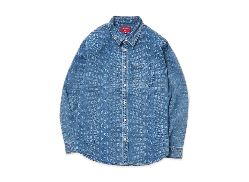 Supreme Warp Jacquard Logos Denim Shirt "Blue"