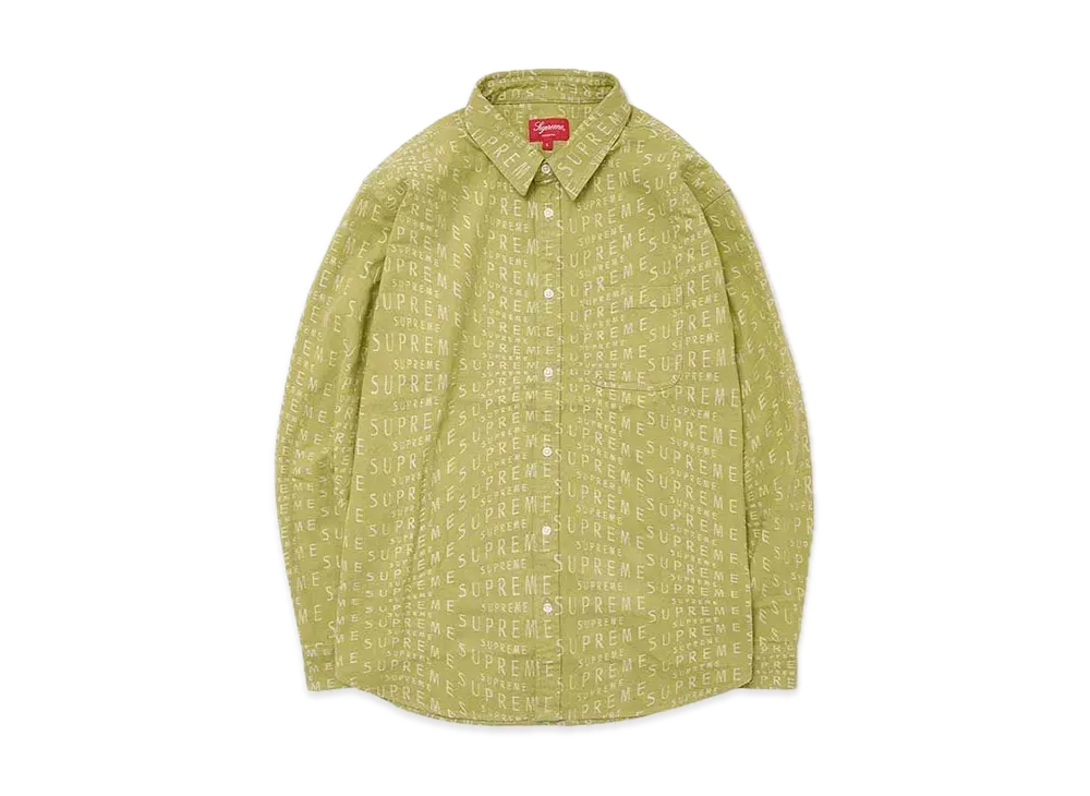 シュプリーム ワープ ジャカード ロゴ デニム シャツ "グリーン"