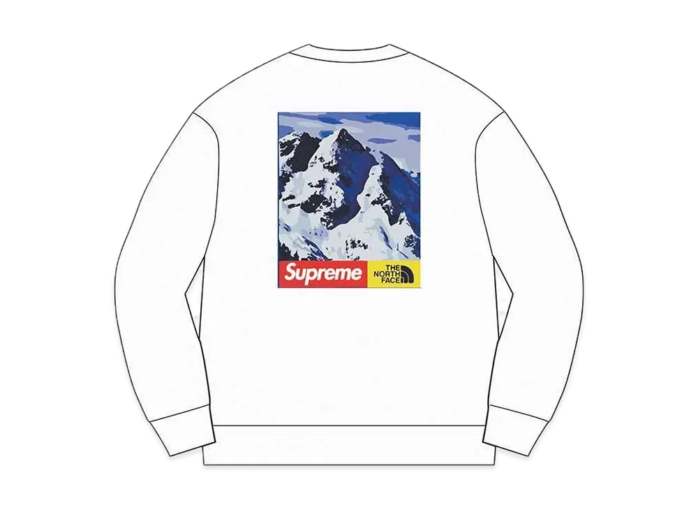 シュプリーム x ザノースフェイス マウンテン クルーネック スウェットシャツ "ホワイト"