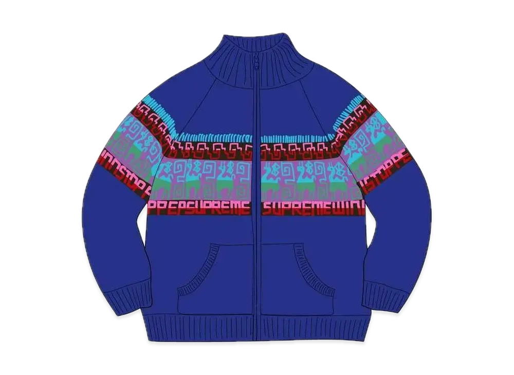 シュプリーム チュロ ウィンドストッパー ジップアップ セーター "ブルー"