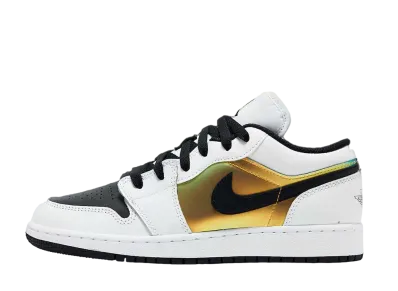 ナイキ GS エアジョーダン1 ロー SE "ホワイト/ブラック/メタリックゴールド"