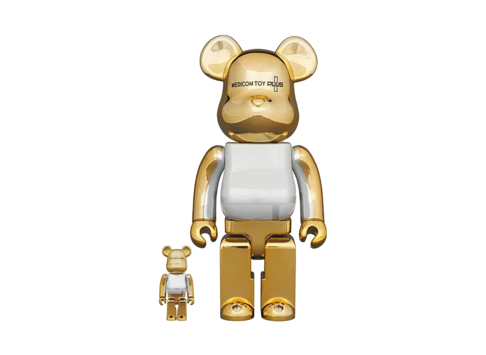 Bearbrick MEDICOM TOY PLUS GOLD CHROME Ver. 100% & 400%