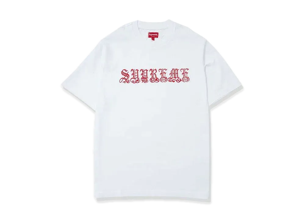 Supreme Old English Rhinestone S/S Top "White"