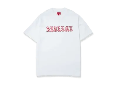 Supreme Old English Rhinestone S/S Top "White"