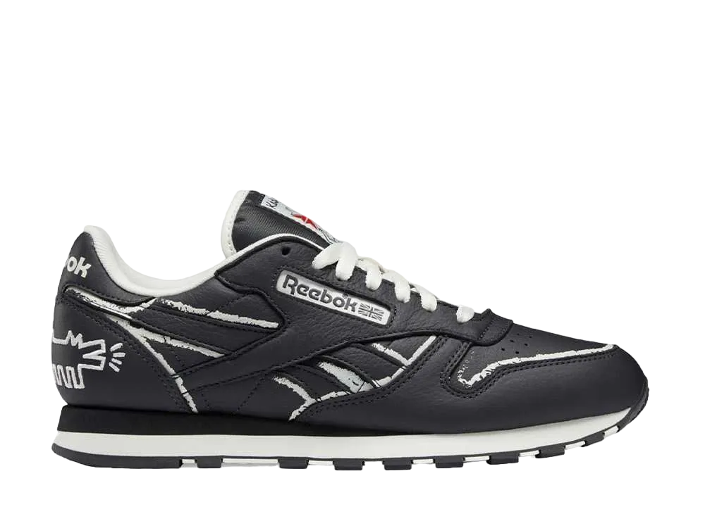 Keith Haring × Reebok Classic Leather "Pure Grey/Chalkboard Dog"