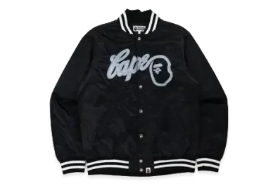 A BATHING APE BASEBALL JACKET "Black"