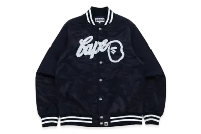 A BATHING APE BASEBALL JACKET "Navy"