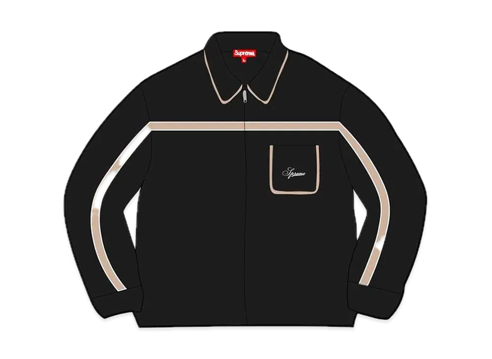 Supreme Chest Stripe Zip Up Cardigan "Black"