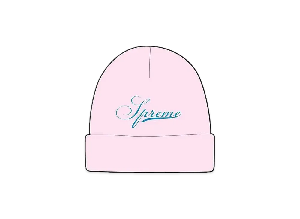 Supreme Script Logo Beanie "Pink"
