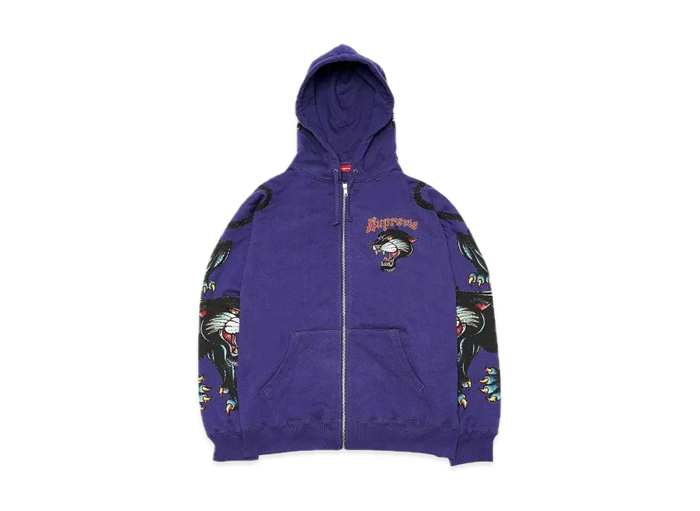 Supreme Panther Zip Up Hooded Sweatshirt "Washed Navy"