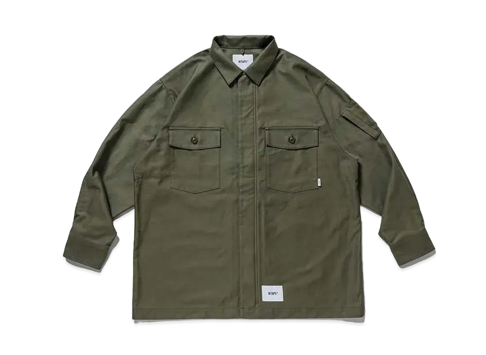 Wtaps FLYERS / LS / COTTON. SATIN "Olive Drab"