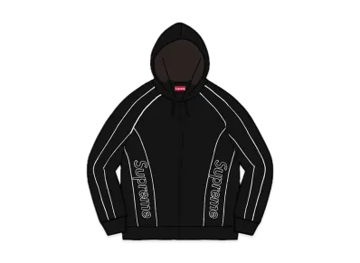 Supreme Track Paneled Zip Up Hooded Sweatshirt "Black"