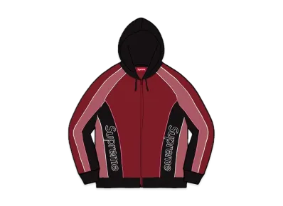 Supreme Track Paneled Zip Up Hooded Sweatshirt "Cardinal"