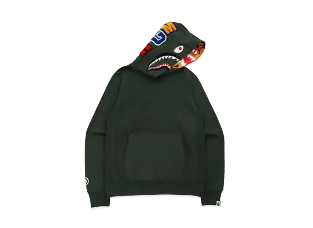 A BATHING APE SHARK X TIGER PULLOVER HOODIE "Olive"