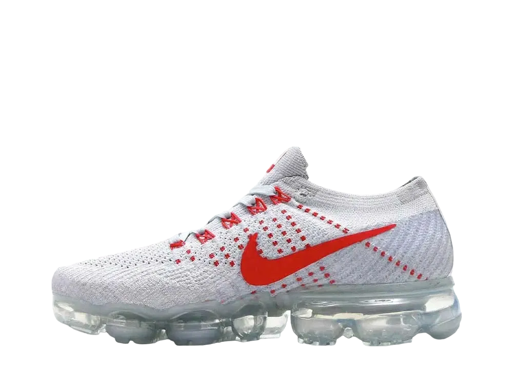 NIKE Women's AIR VAPORMAX "PURE PLATINUM/UNIVERSITY RED"