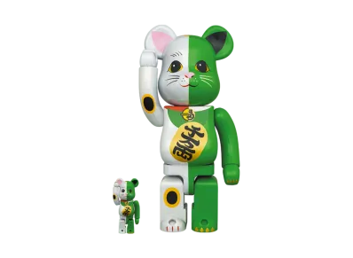 Bearbrick Maneki Neko White x Green 100% & 400%