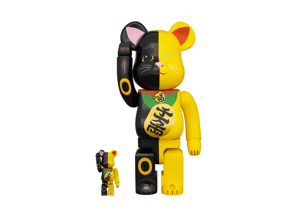 Bearbrick Maneki Neko Black x Yellow 100% & 400%