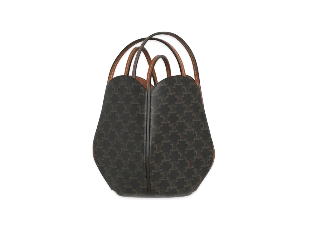 CELINE Marlou Bag in Triomphe Canvas and Calfskin "Tan"