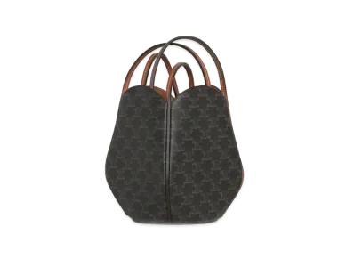 CELINE Marlou Bag in Triomphe Canvas and Calfskin "Tan"