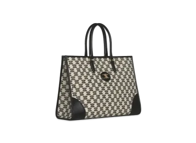 CELINE Horizontal Cabas in Textile with Triomphe Embroidery "Black"