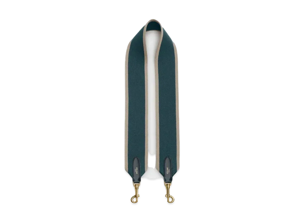 CELINE Long Strap in Textile and Calfskin  "Amazone/Natural"