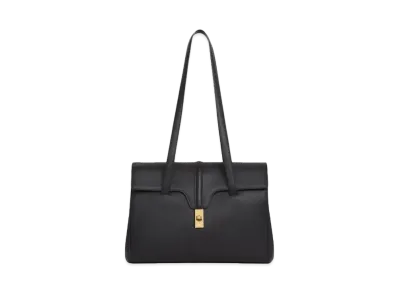 CELINE Medium Soft 16 Bag In Supple Grained Calfskin "Black"
