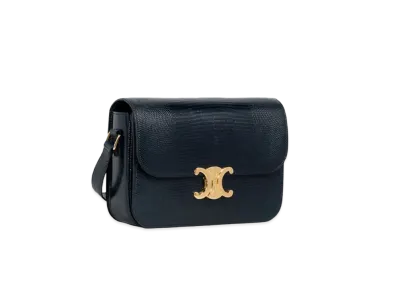 CELINE Medium Triomphe Bag in Lizard "Navy Blue"