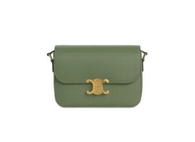 CELINE Medium Triomphe Bag in Shiny Calfskin "Light Khaki"