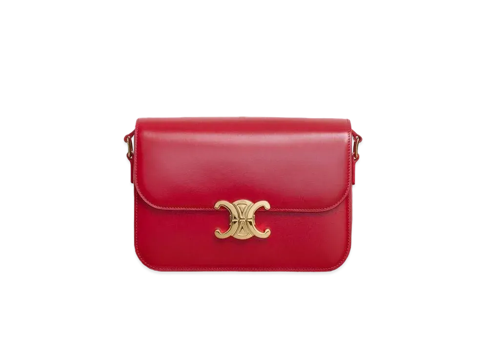 CELINE Medium Triomphe Bag in Shiny Calfskin "Red"