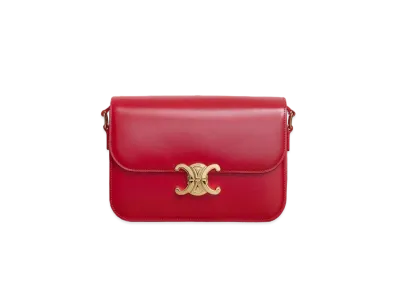 CELINE Medium Triomphe Bag in Shiny Calfskin "Red"