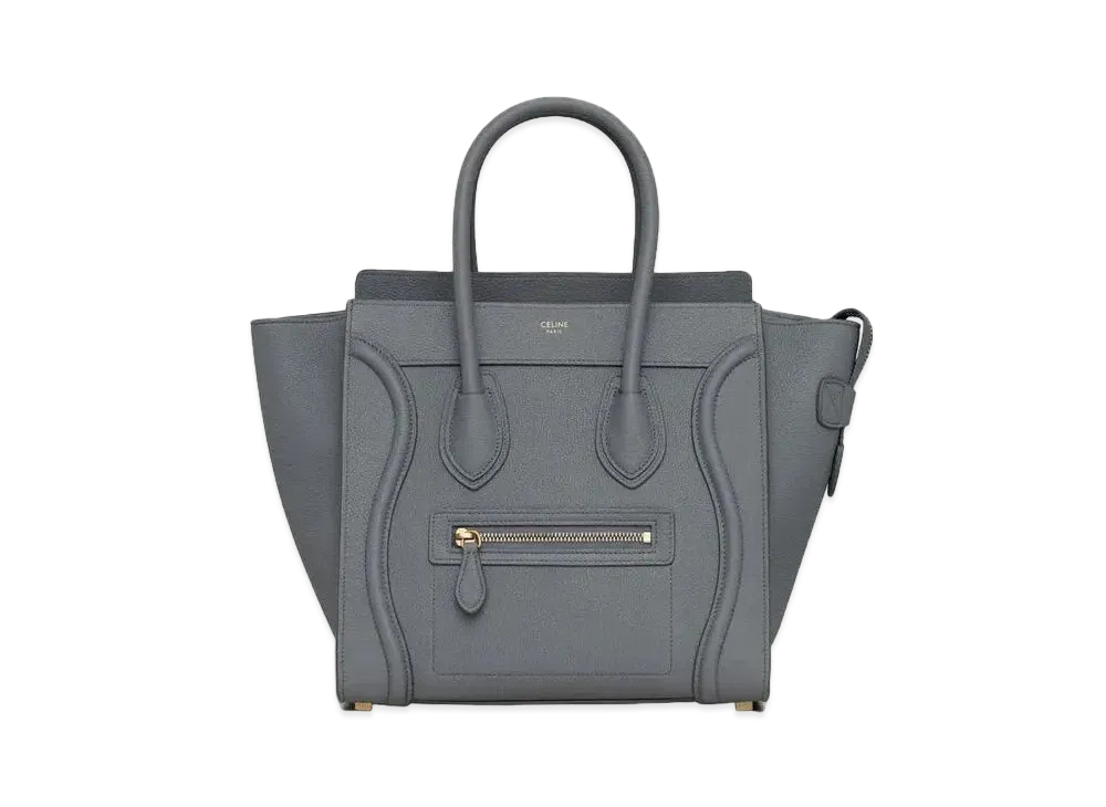 CELINE Micro Luggage Handbag In Baby Drummed Calfskin "Kohl"