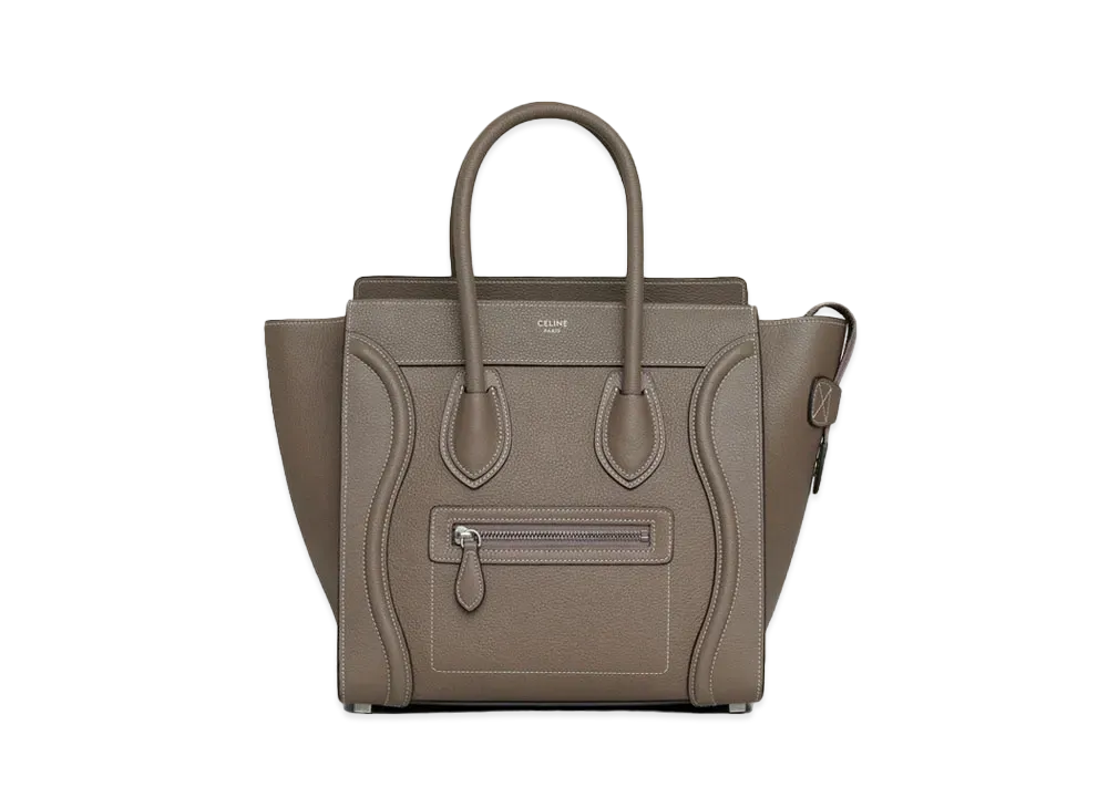 CELINE Micro Luggage Handbag In Drummed Calfskin "Souris"