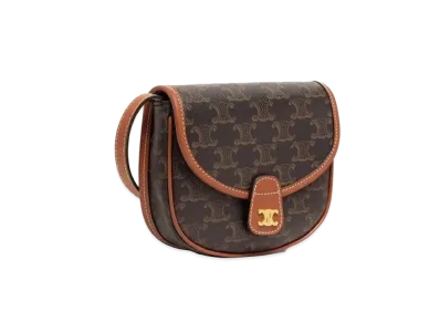 CELINE Mini Besace in Triomphe Canvas and Calfskin "Tan"