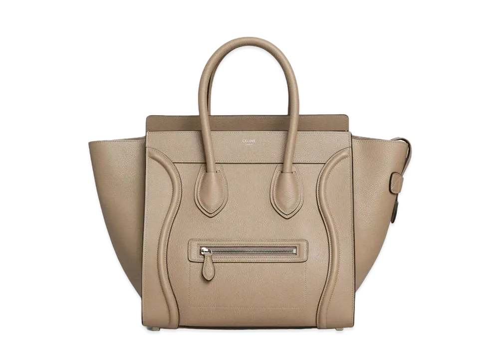 CELINE Mini Luggage Handbag in Drummed Calfskin "Dune"