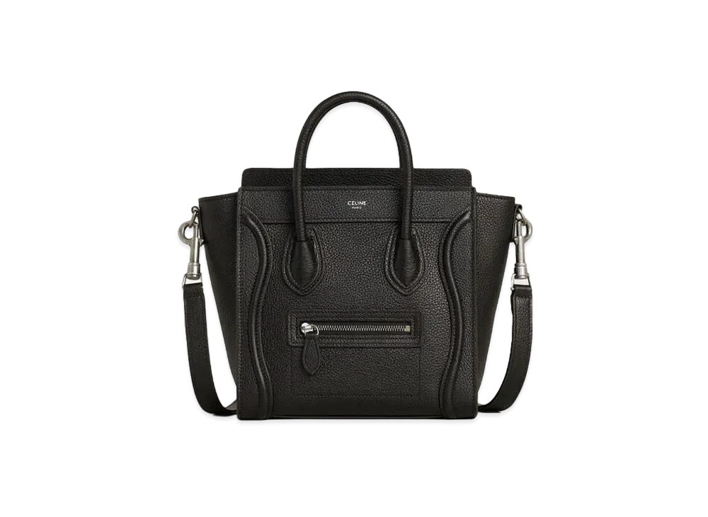 CELINE Nano Luggage Bag In Drummed Calfskin "Black"