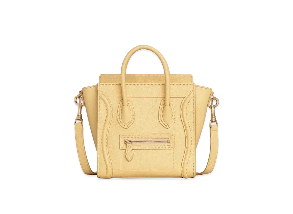 CELINE Nano Luggage Bag In Drummed Calfskin "Pollen"